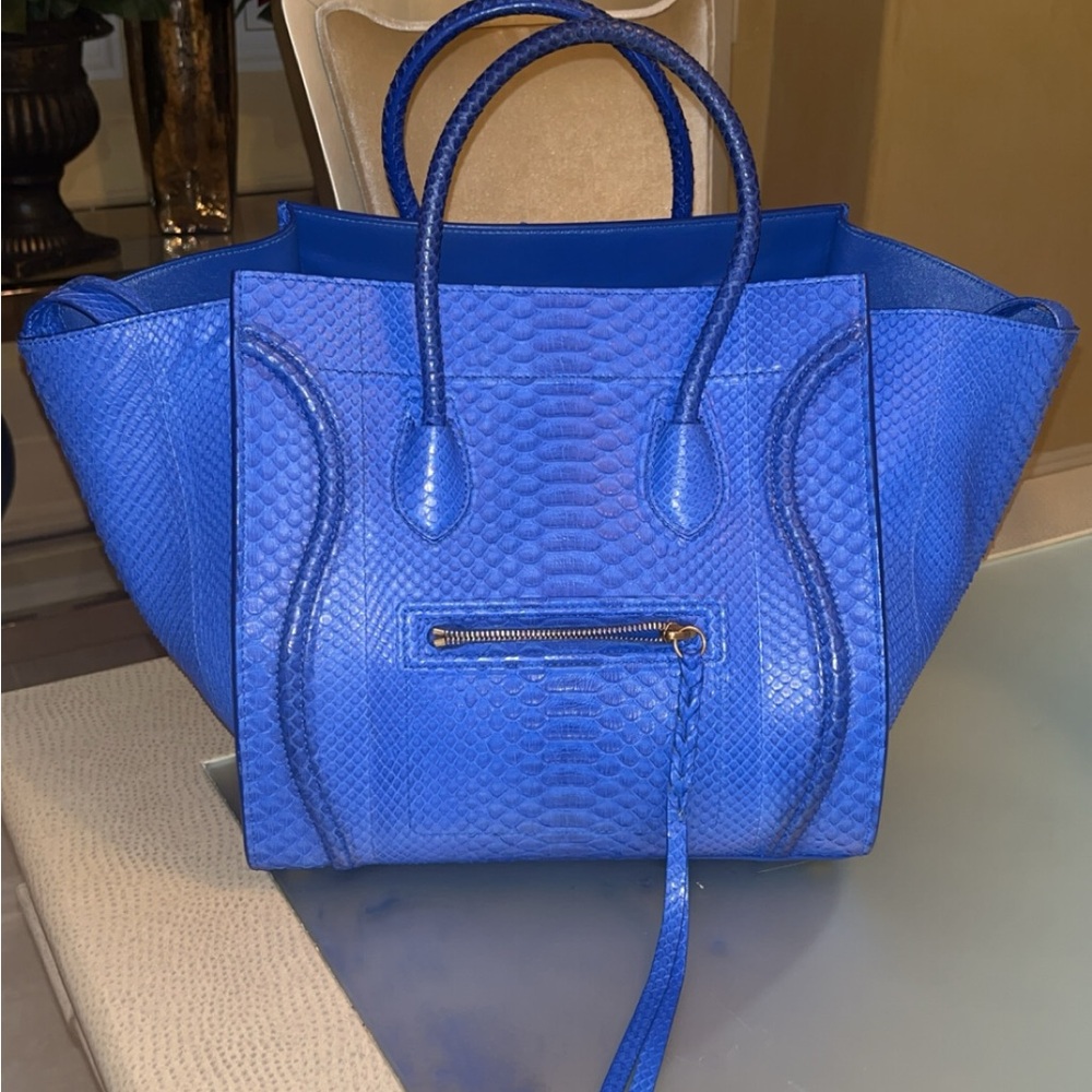 VERY GENTLY USED LIKE NEW!!! Electric Blue Python Large Celine Purse